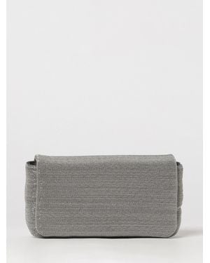 Brunello Cucinelli Leather Pouch With All Over Monile - Gray