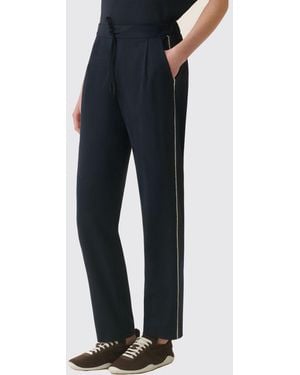 Fabiana Filippi High-Waisted Straight Trousers With Drawstring And Jewel Detail - Blue
