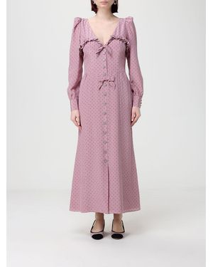 Alessandra Rich Polka Dot Silk Chemisier Dress - Pink