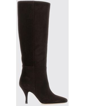 Semicouture Suede Knee-High Boots With Stiletto Heel - Black