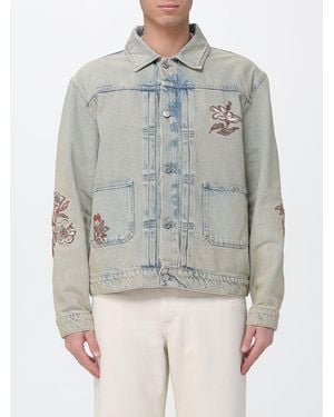 Drole de Monsieur Embroidered Denim Jacket - Grey