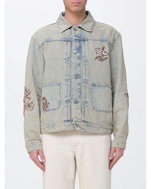 Drole de Monsieur Embroidered Denim Jacket - Grey