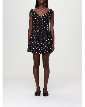 Self-Portrait Polka Dot Cotton Mini Dress - Black