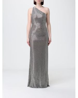 Self-Portrait One Shoulder Dress With Rhinestones - Grey