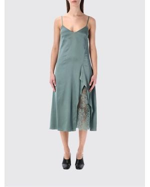 Acne Studios Viscose Blend Slip Dress With Lace Insert - Blue