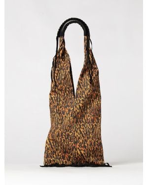 Jérôme Dreyfuss Aram Animal Print Cotton Tote Bag With Fringes - Natural