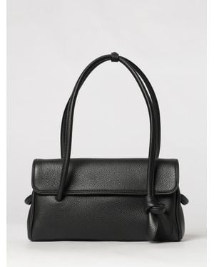 Jacquemus Le Turismo Grained Calfskin Shoulder Bag With Logo - Black