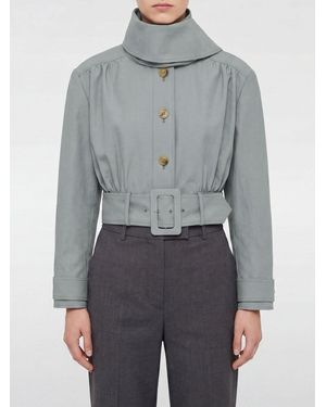 Chloé ChloÉ Chaqueta Corta De Lino Y Algodón Con Cuello De Lazo Y Cinturón - Gris