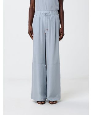 Alysi Silk Palazzo Trousers With Drawstring - Blue