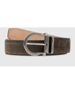 Ferragamo Verstellbarer Wildledergürtel Mit Gancini-Schnalle - Weiß