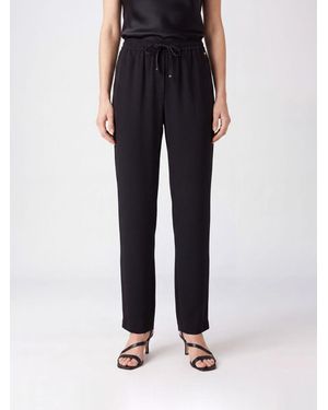 Herno Pantalones Palazzo De Jersey De Talle Alto Con Cordón - Negro