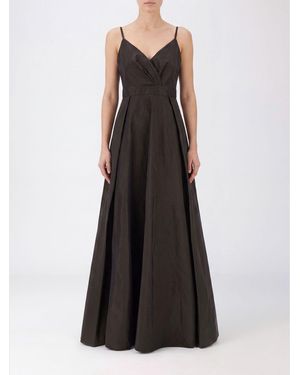 Pinko Taffeta Off-The-Shoulder V-Neck Evening Gown - Black