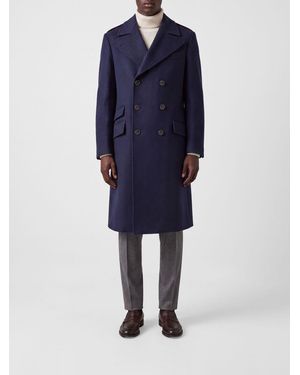 Brunello Cucinelli Abrigo Cruzado De Lana Hasta La Rodilla Con Solapas - Azul