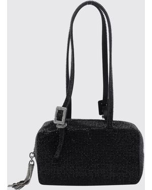 Benedetta Bruzziches Sandra Silk Shoulder Bag With Crystals And Double Handle - Black