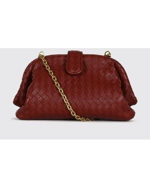 Bottega Veneta Lauren 1980 Intrecciato Lambskin Clutch With Strap - Red