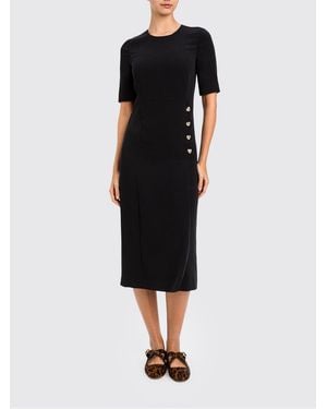 Twinset Midi-Etuikleid Aus Jersey Mit Strass Und Kurzen Ärmeln - Schwarz