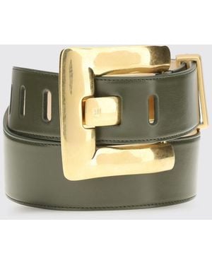 Balmain Anthem Leather Belt - Gray