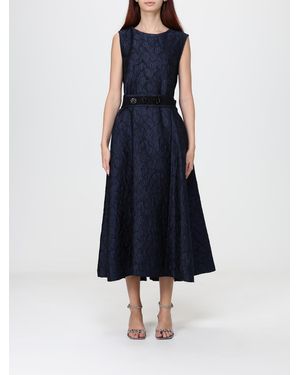 Max Mara Abstract Jacquard A-Line Midi Dress For Ceremonies - Blue