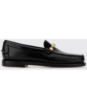 Sebago Frank Beads Leather Loafers With Beaded Thread - White