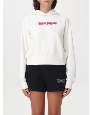 Palm Angels Kontrast logo elfenbein kapuzenpullover - Weiß