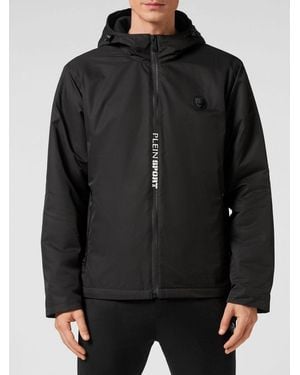 Philipp Plein Coupe-Vent À Capuche En Tissu Technique Avec Logo - Noir