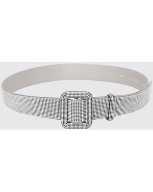 Benedetta Bruzziches Satin Belt With Crystal Jewelled Buckle - Grey