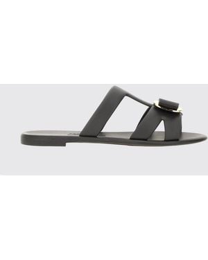 Ferragamo New Vara Pvc Slides With Iconic Bow And Low Heel - White