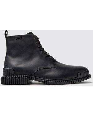 Camper Pix Smooth Leather Lace-Up Boots With Xl Extralight Sole - Black