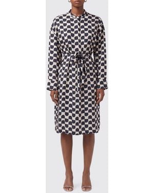 Max Mara Printed Silk Chemisier Dress - White