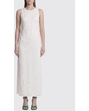 Semicouture Robe Midi En Popeline Brodée - Blanc