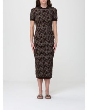 Fendi Ff Cotton Knit Sheath Dress - Black