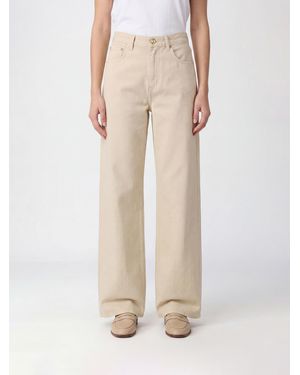 Blazé Milano Cotton Denim Palazzo Jeans - Natural