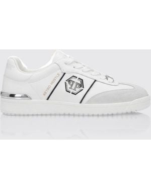 Philipp Plein Retro Hustle Sneaker Aus Leder Mit Hexagon-Logo - Weiß