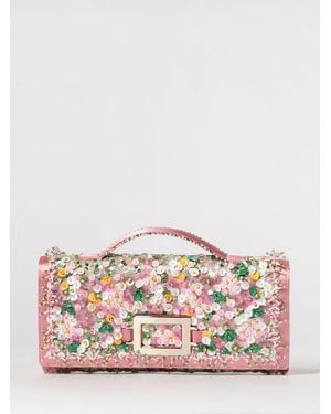 Roger Vivier Belle Vivier Satin Clutch With Embroidered Sequins - Pink
