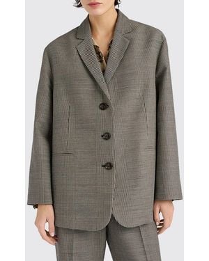 Momoní MomonÌ Relaxed-Fit-Blazer Von Aus Wolle Und Baumwolle Mit Tartanmuster - Grau
