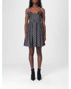 Ganni Polka Dot Satin Mini Dress - Black