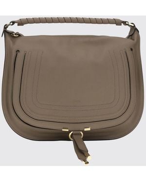 Chloé ChloÉ Bolso De Hombro Marcie De Piel De Becerro Con Asa Trenzada - Gris