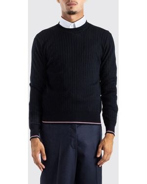 Thom Browne Slim Fit Wool-Blend 4-Bar Crewneck Jumper - Blue