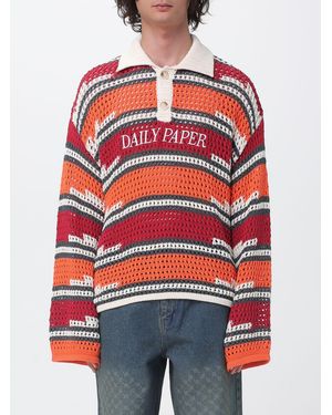 Daily Paper Crocheted Cotton Knit Polo Shirt - Red