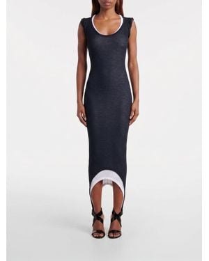 Alaïa Asymmetric Knit Midi Dress - Blue