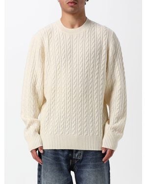 BOSS Wool And Cashmere Blend Crewneck Jumper With Ribbed Trims - Natural