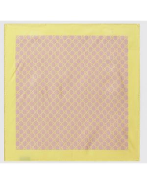 Gucci Foulard De Sarga De Seda Con Monograma Gg - Amarillo