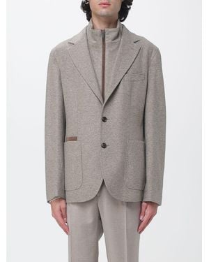 Luciano Barbera Single-Breasted 100% Wool Knit Blazer With Patch Pockets - Grey