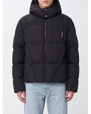 Off-White c/o Virgil Abloh Short Quilted Nylon Puffer Jacket With Hood And Contrasting Logo - Black