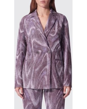 MACCAPANI Double-Breasted Viscose And Cotton Blazer - Purple