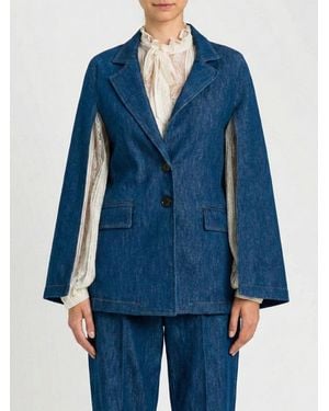 Twinset Single-Breasted Cape Blazer - Blue