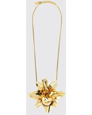 Rabanne Brass Necklace With Pendant - White