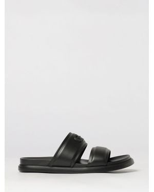 Ferragamo Embossed Gancini Logo Rubber Flat Sandals - Black