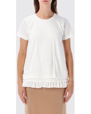 Comme des Garçons Comme Des GarÇ Ons Baumwoll-T-Shirt Mit Rüschen Und Schößchensaum - Weiß