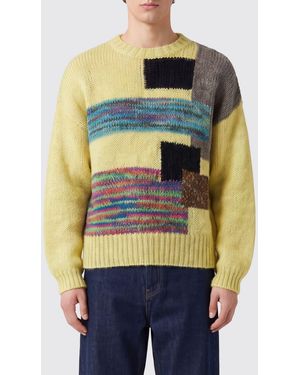 Magliano Pull Ras Du Cou En Mélange De Mohair À Motif Abstrait Et Épaules Tombantes - Bleu